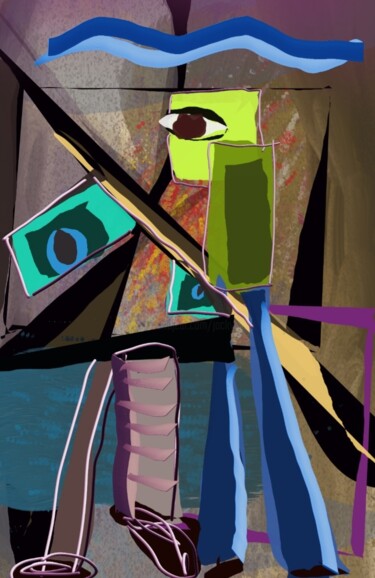 Arts numériques intitulée "La surprenante renc…" par Jacky Patin, Œuvre d'art originale, Peinture numérique