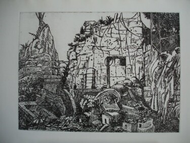 Gravures & estampes intitulée "1978 LE CHANTIER II…" par Michel Moskovtchenko, Œuvre d'art originale, Eau-forte