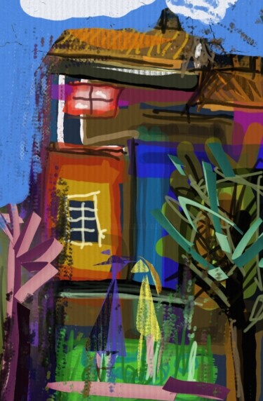 Arts numériques intitulée "Les 3 maisons..." par Jacky Patin, Œuvre d'art originale, Peinture numérique