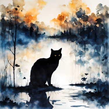 Digital Arts με τίτλο "Cat in nature" από Tarkanm, Αυθεντικά έργα τέχνης, Εικόνα που δημιουργήθηκε με AI