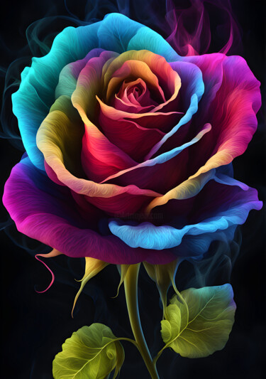 Digitale Kunst getiteld "Rose. D" door Tarkanm, Origineel Kunstwerk, AI gegenereerde afbeelding