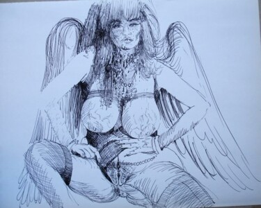 Desenho intitulada "ANGE OU DEMON" por Michel Moskovtchenko, Obras de arte originais, Outro