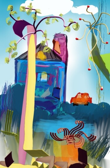 Arts numériques intitulée "La maison du vallon…" par Jacky Patin, Œuvre d'art originale, Peinture numérique