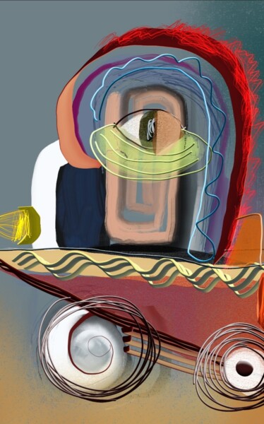 Arte digital titulada "Mon auto..." por Jacky Patin, Obra de arte original, Pintura Digital