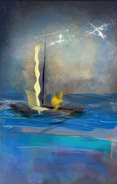Arts numériques intitulée "Perdu sur l'océan..." par Jacky Patin, Œuvre d'art originale, Peinture numérique