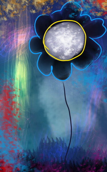 Arts numériques intitulée "Fleur de lune..." par Jacky Patin, Œuvre d'art originale, Peinture numérique