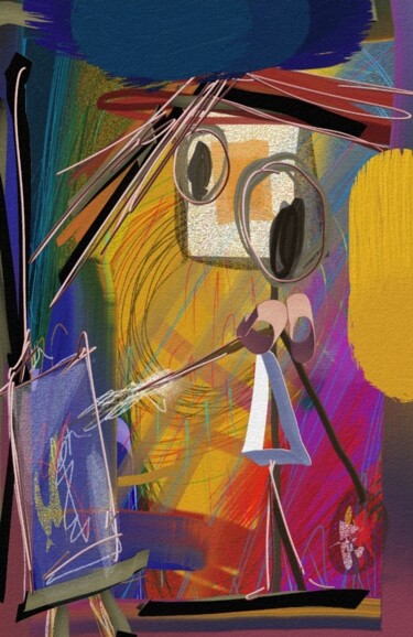 Digitale Kunst getiteld "La peintre paysagis…" door Jacky Patin, Origineel Kunstwerk, Digitaal Schilderwerk