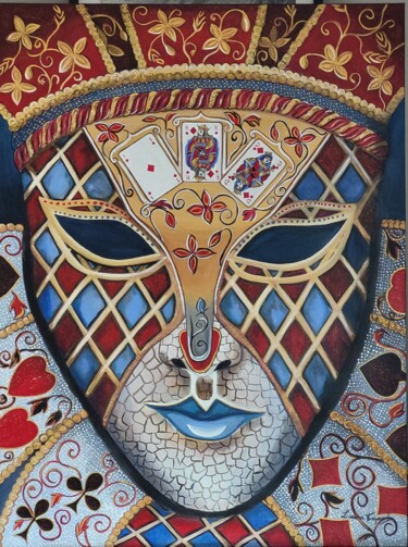 Картина под названием "Masque de Venise" - Laura Tanopoulos, Подлинное произведение искусства, Акрил Установлен на Деревянна…