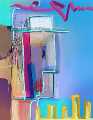 Arts numériques intitulée "Le bonhomme sur la…" par Jacky Patin, Œuvre d'art originale, Peinture numérique