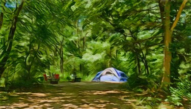 Grafika cyfrowa / sztuka generowana cyfrowo zatytułowany „Happy Camping” autorstwa Elizabeth Austin, Oryginalna praca, Manip…