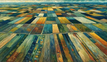 Arte digital titulada "Campos Agrícolas de…" por Apolini Art., Obra de arte original, Pintura Digital