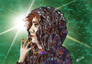 Digitale Kunst getiteld "Mulher de Véu" door Aníbal Coelho, Origineel Kunstwerk, Digitaal Schilderwerk