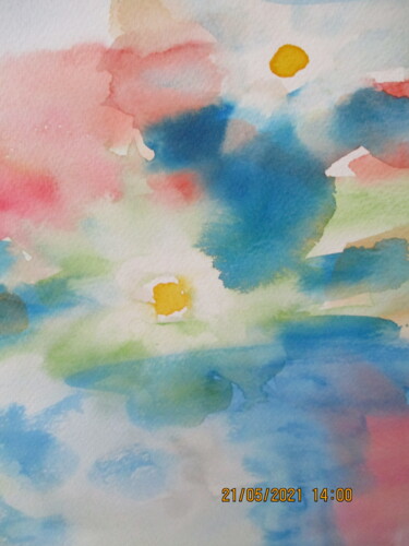 Painting titled "Double soleil" by Severine Prioux, Original Artwork, Watercolor
