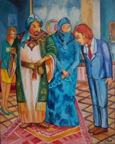 Pintura titulada "Il generoso Sultano" por Mario Riva, Obra de arte original, Oleo Montado en Bastidor de camilla de madera