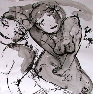 Drawing titled "Ce temps à n'attend…" by Emilie Teillaud, Original Artwork