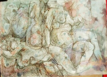 Dessin intitulée "1997 LE BAIN TURQUE" par Michel Moskovtchenko, Œuvre d'art originale, Encre