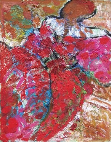 Painting titled "Robe rouge  n°0273…" by Claudine Gregoire, Original Artwork, Oil