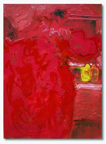 Peinture intitulée "Robe rouge n°0400" par Claudine Gregoire, Œuvre d'art originale, Huile