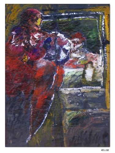 Pintura intitulada "Robe rouge n°0375" por Claudine Gregoire, Obras de arte originais, Óleo