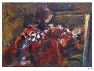 Pintura intitulada "Robe rouge  n°0386" por Claudine Gregoire, Obras de arte originais, Óleo