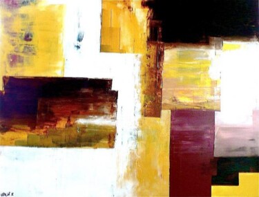 Painting titled "ARCHI-TEXTURE BLANC…" by Edwige Leprin, Original Artwork, Oil