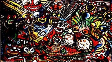 Painting titled "la-fete-dans-une-ta…" by Jean-Luc Portet, Original Artwork