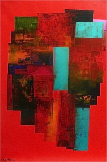 Painting titled "COMPOSITION" by Edwige Leprin, Original Artwork, Oil
