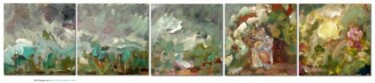 Pintura intitulada "0507 12 Paysage vert" por Claudine Gregoire, Obras de arte originais, Acrílico