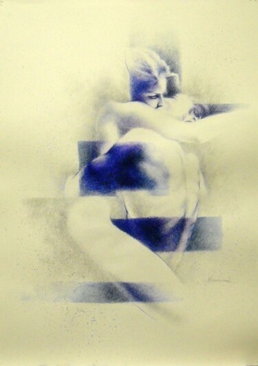 Painting titled ""Blue Hug"" by Valerio Scarapazzi, Original Artwork