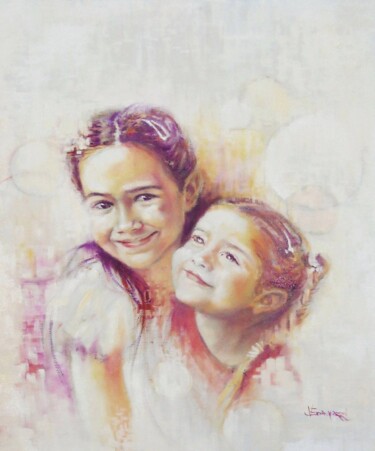 Painting titled ""Viola e Maya"" by Valerio Scarapazzi, Original Artwork