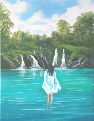 Painting titled "angel falls" by Cathal O Malley, Original Artwork, Acrylic