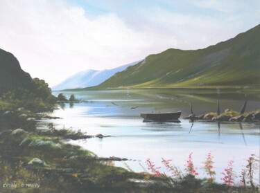 Painting titled "kylemore lake  feb" by Cathal O Malley, Original Artwork, Acrylic