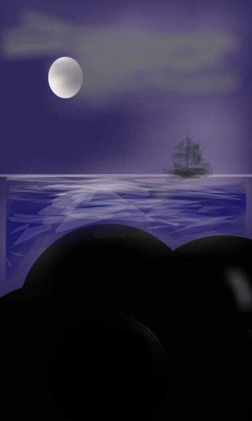 Arts numériques intitulée "clair de lune" par Jacky Patin, Œuvre d'art originale
