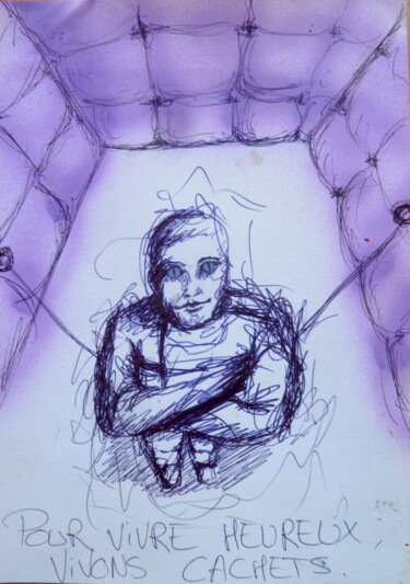 Drawing titled "Surmédication" by Edith Bos Boyer (EDITH DONC), Original Artwork, Ballpoint pen