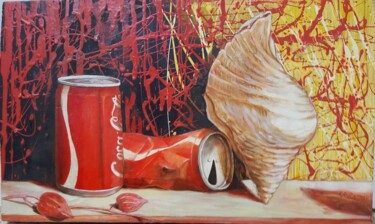 Pittura intitolato "natura-morta-conchi…" da Cartasso, Opera d'arte originale, Olio