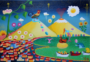Peinture intitulée "Baia dell'uovo magi…" par Fouschy, Œuvre d'art originale, Huile Monté sur Châssis en bois