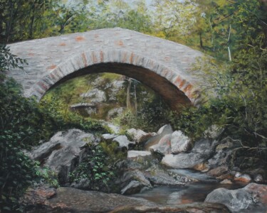 Peinture intitulée "Pont-du-cantonnet" par Michel De Ruyck, Œuvre d'art originale, Pastel