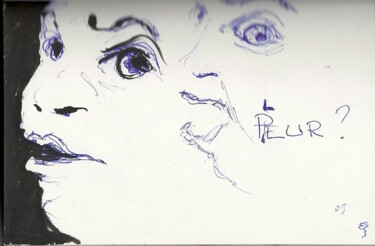 Dessin intitulée "P(l)eur" par Edith Bos Boyer (EDITH DONC), Œuvre d'art originale, Stylo à bille