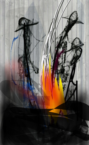 Arte digitale intitolato "autour d'un feu..." da Jacky Patin, Opera d'arte originale