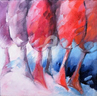 Painting titled "Quinze arbres" by Béatrice Bedeur, Original Artwork, Oil