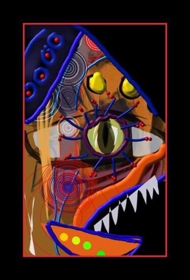 Arte digitale intitolato "Un poisson venu des…" da Jacky Patin, Opera d'arte originale