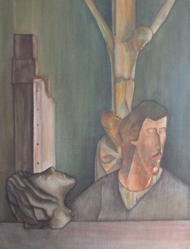 Malerei mit dem Titel "autoportrait à la s…" von Alain Lamy, Original-Kunstwerk