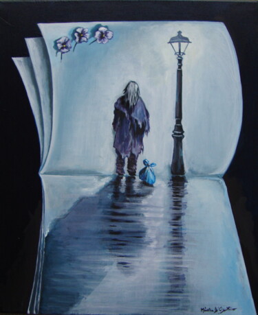 Painting titled "Incontro al buio" by M.D-Agostino, Original Artwork, Acrylic Mounted on Wood Panel