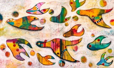 Peinture intitulée "Migration d'automne" par Chantal Proulx, Œuvre d'art originale, Acrylique