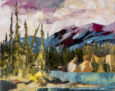 Peinture intitulée "Rivière Athabasca" par Chantal Proulx, Œuvre d'art originale, Huile