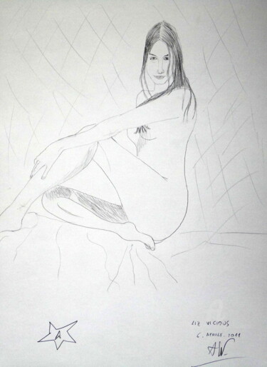 Drawing titled "Liz" by Aurelio Nicolazzo, Original Artwork, Graphite