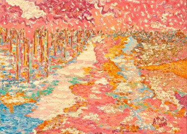 Картина под названием "Pink snow" - Anna Makarova, Подлинное произведение искусства, Масло