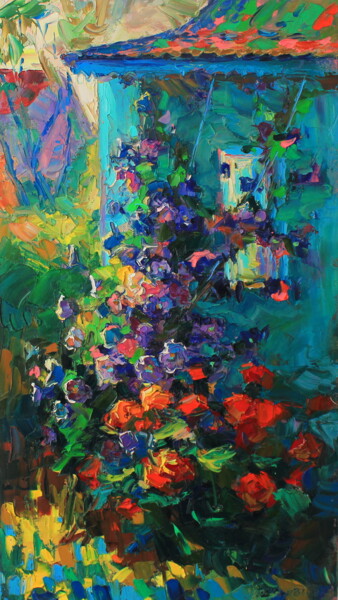 Painting titled "Flowers" by Evgeny Chernyakovsky, Original Artwork, Oil