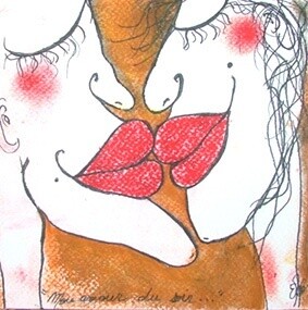 Drawing titled "Mon amour du soir." by Emilie Teillaud, Original Artwork