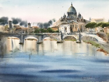Painting titled "Roma, Italy" by Eugenia Gorbacheva, Original Artwork, Watercolor
